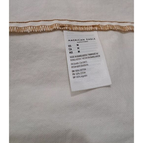 American Eagle Womens Medium Off White Full Button Denim Shirt - Picture 6 of 7